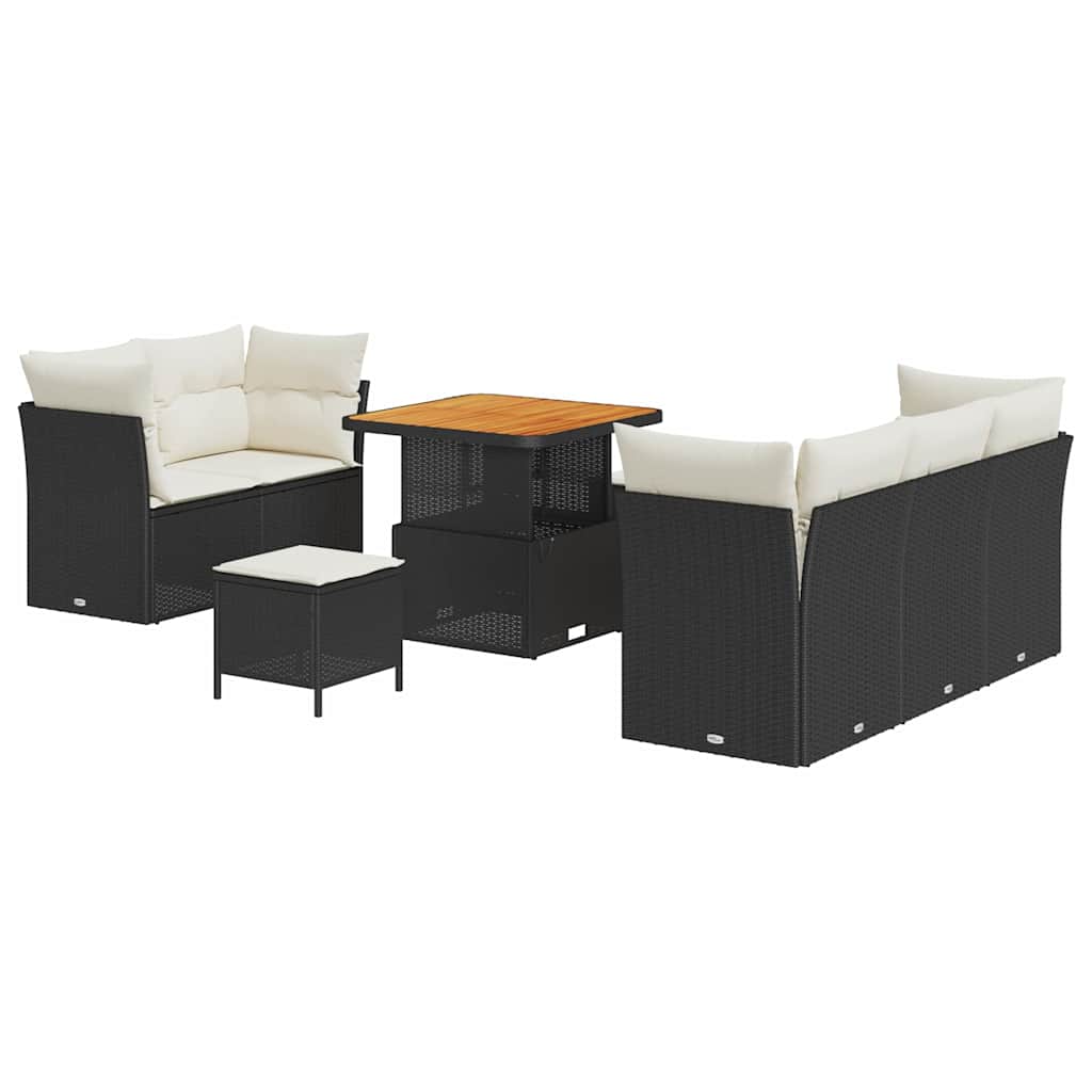 Garten-Sofa-Set 8 pcs Schwarz Poly-Rattan