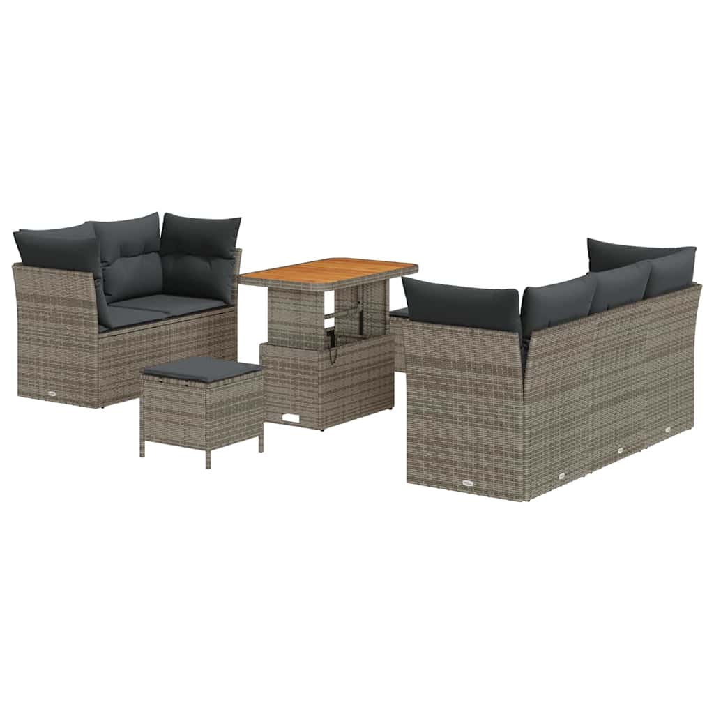 Garten-Sofa-Set 8 pcs Grau Poly-Rattan