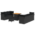 Gartensofa-set 10 pcs Schwarz Poly-Rattan
