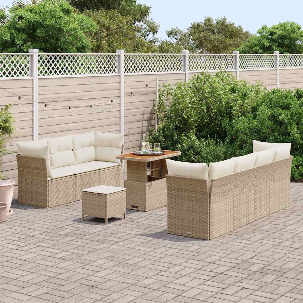 Gartensofa-set 10 pcs Beige Poly-Rattan