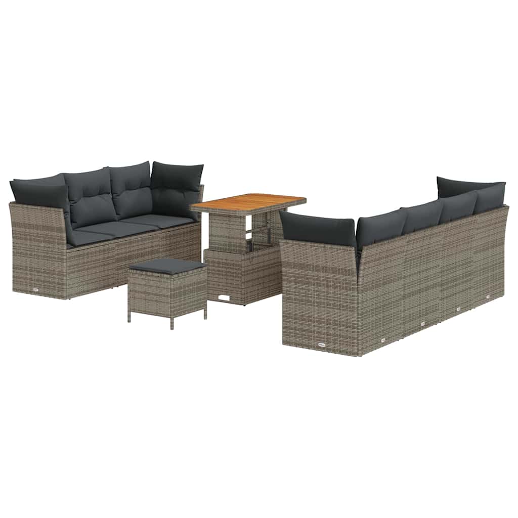 Gartensofa-set 10 pcs Grau Poly-Rattan
