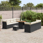Gartensofa-set 11 pcs Schwarz Poly-Rattan