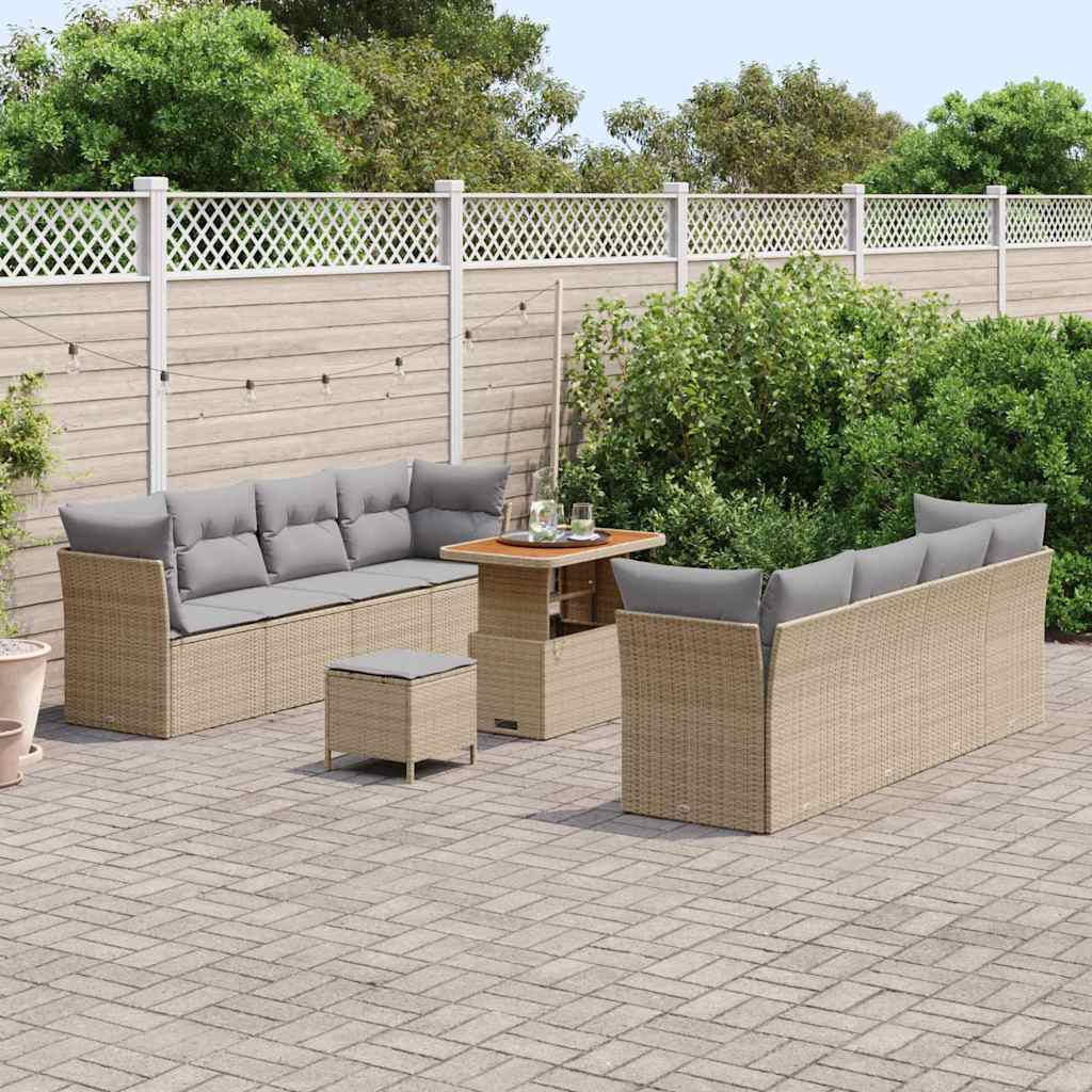 Gartensofa-set 11 pcs Beige Poly-Rattan
