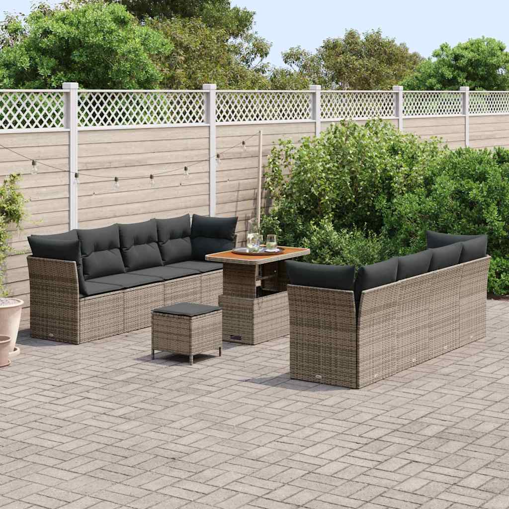 Gartensofa-set 11 pcs Grau Poly-Rattan
