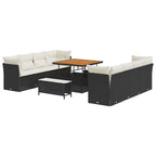 Gartensofa-set 11 pcs Schwarz Poly-Rattan