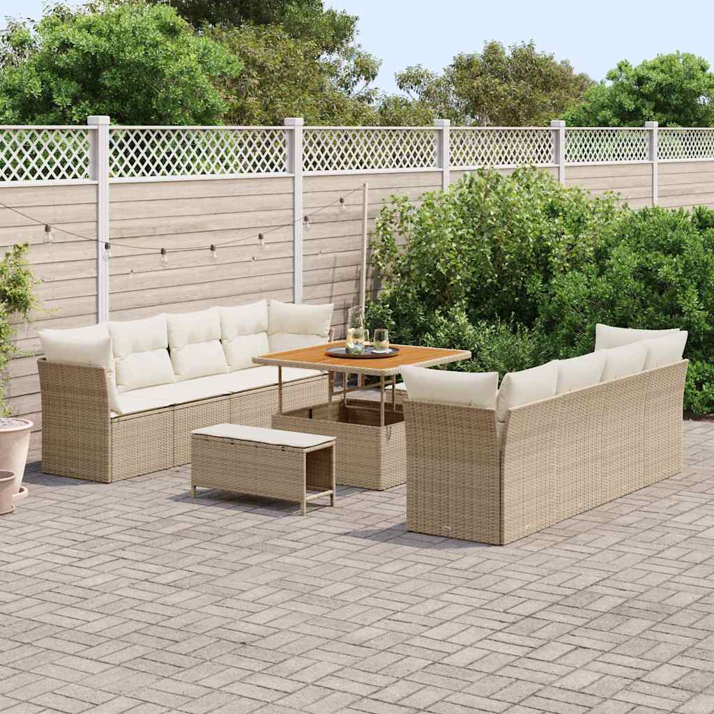 Gartensofa-set 11 pcs Beige Poly-Rattan