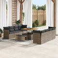 Gartensofa-set 11 pcs Grau Poly-Rattan