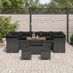 Gartensofa-set 10 pcs Schwarz Poly-Rattan