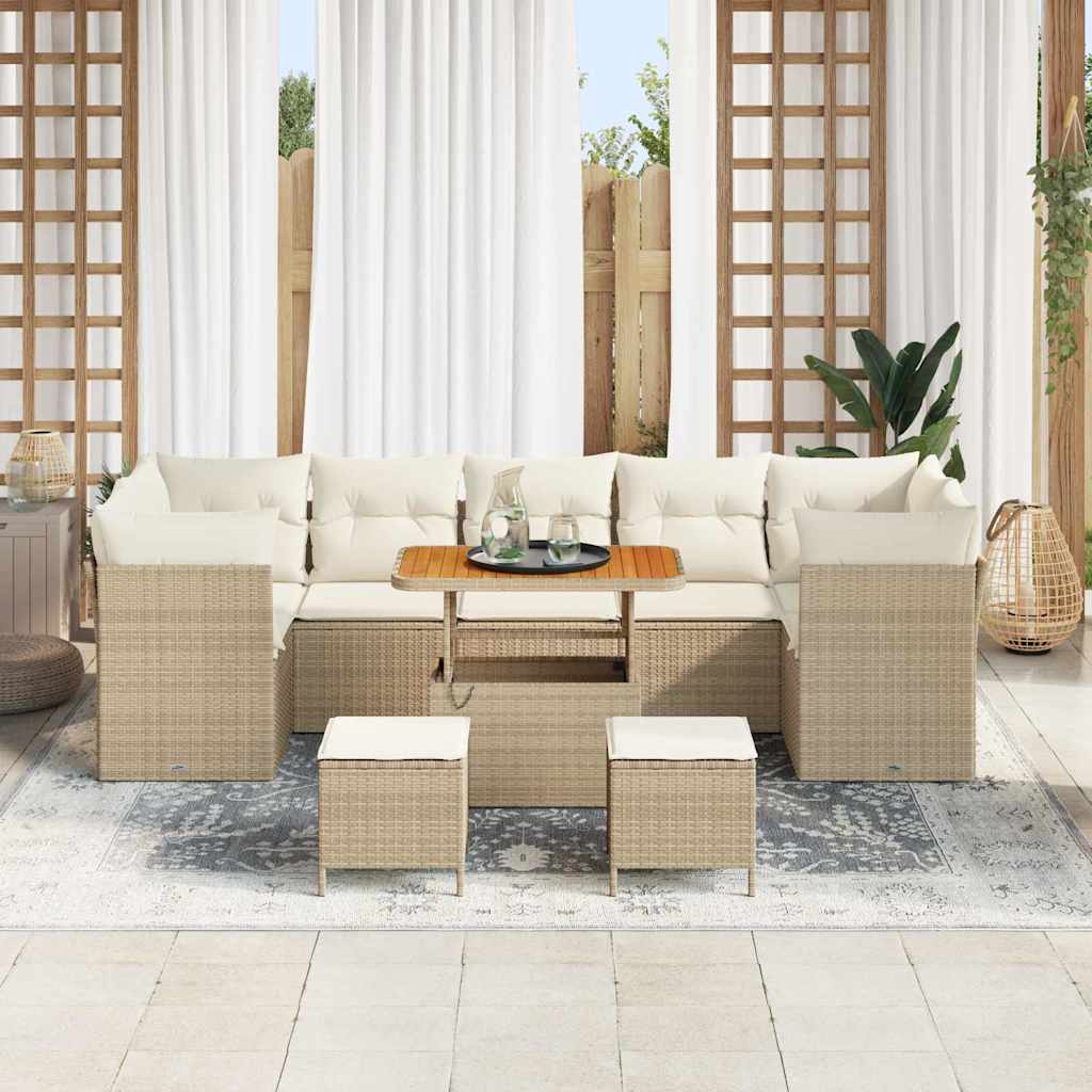 Gartensofa-set 10 pcs Beige Poly-Rattan
