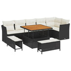 Gartensofa-set 9 pcs Schwarz Poly-Rattan