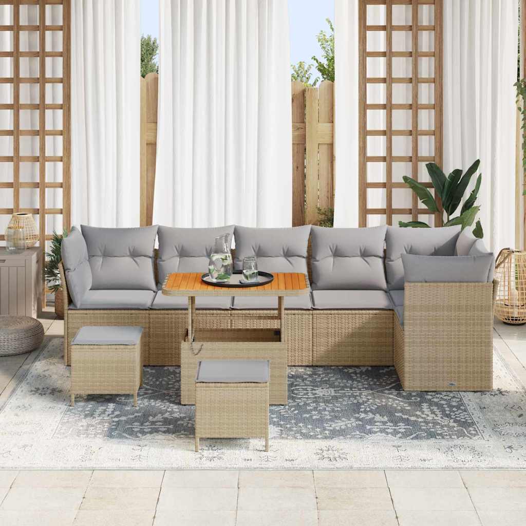 Gartensofa-set 8 pcs Beige Poly-Rattan