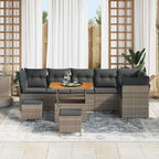 Gartensofa-set 9 pcs Grau Poly-Rattan