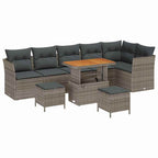 Gartensofa-set 9 pcs Grau Poly-Rattan
