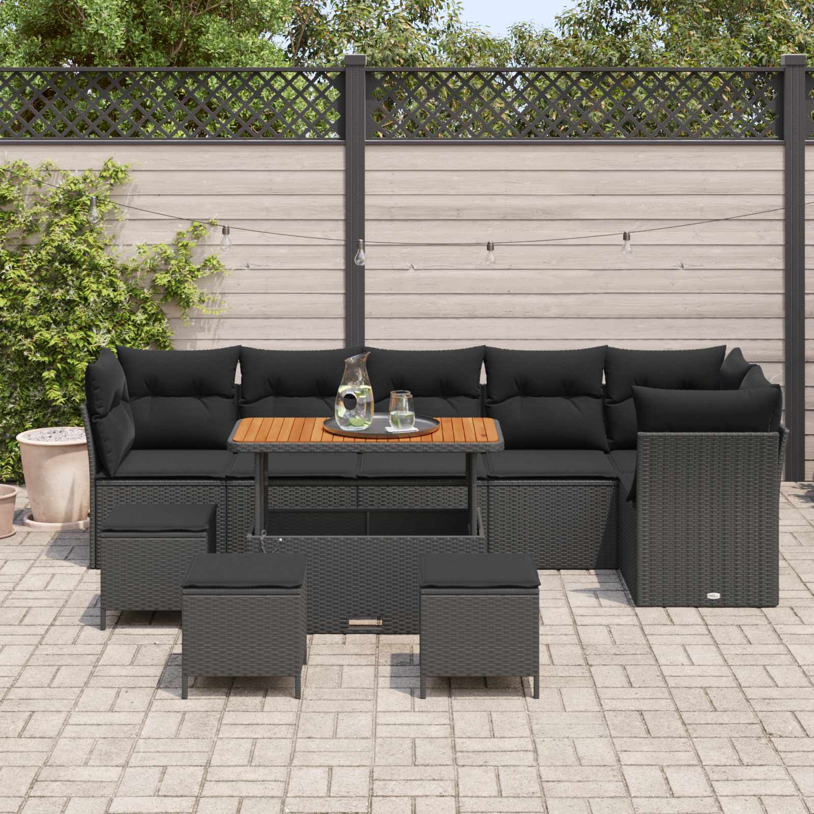 Gartensofa-set 10 pcs Schwarz Poly-Rattan