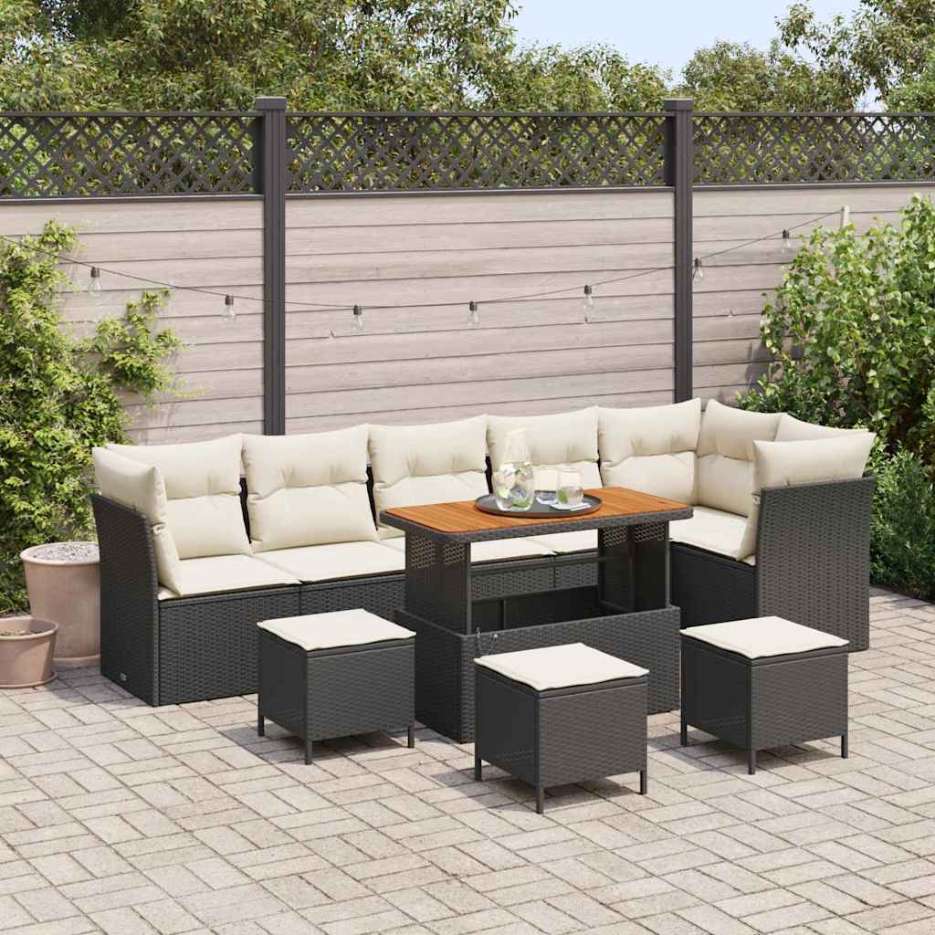 Gartensofa-set 10 pcs Schwarz Poly-Rattan