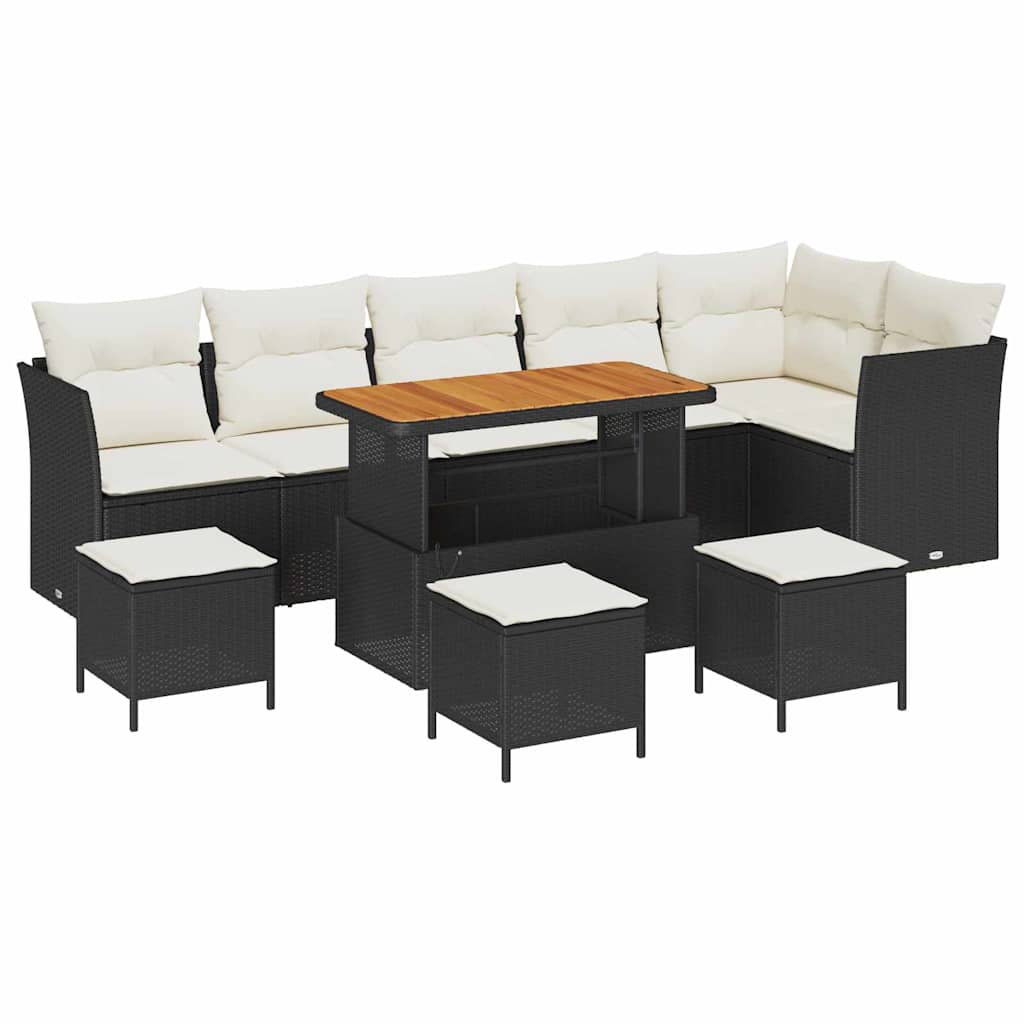 Gartensofa-set 10 pcs Schwarz Poly-Rattan