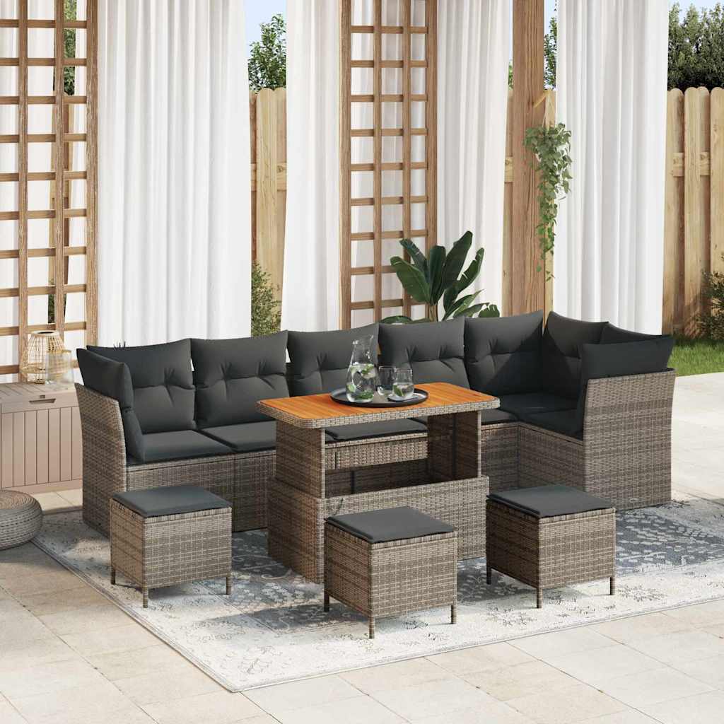 Gartensofa-set 10 pcs Grau Poly-Rattan