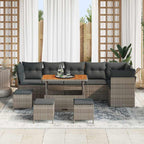 Gartensofa-set 10 pcs Grau Poly-Rattan