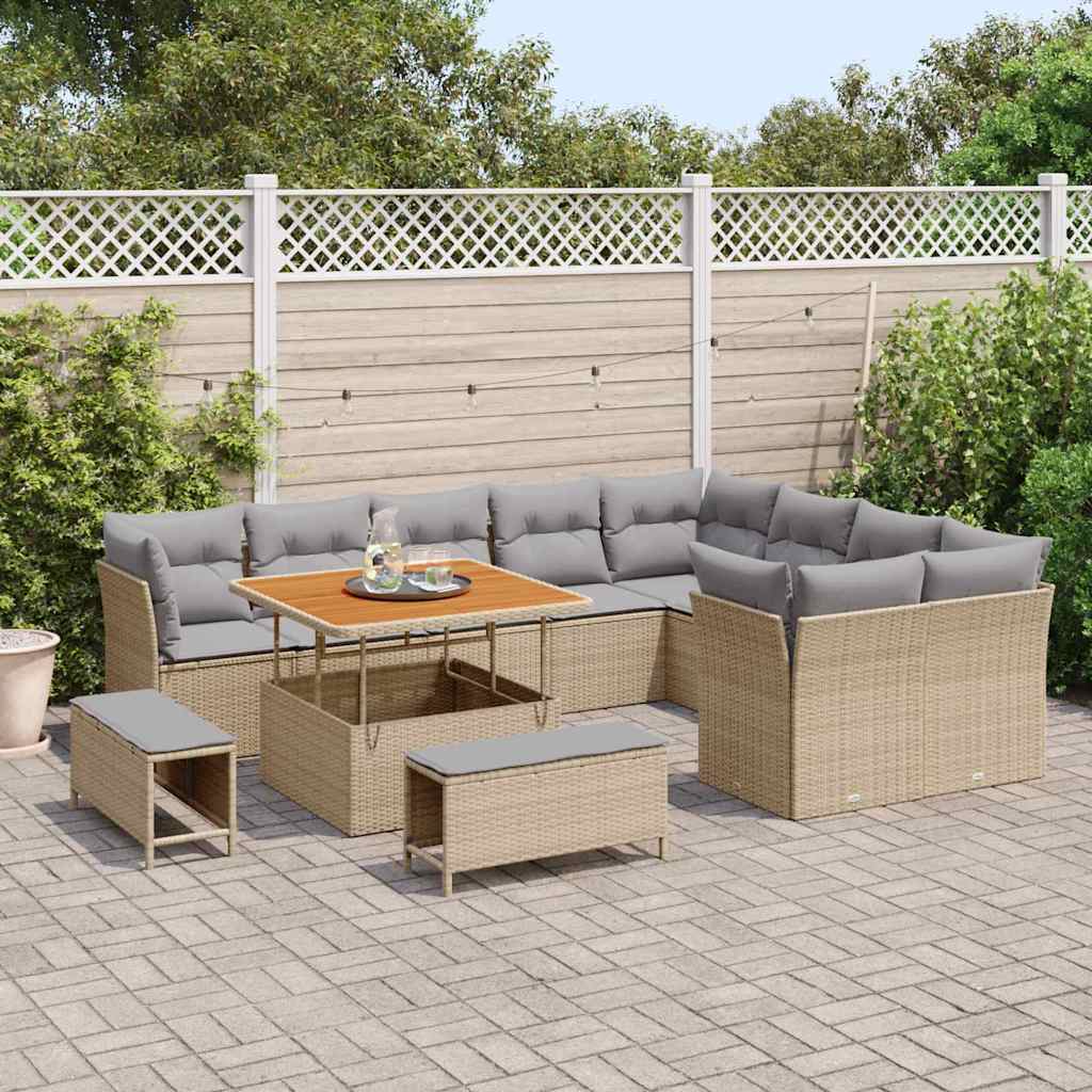 Gartensofa-set 12 pcs Beige Poly-Rattan