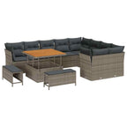 Gartensofa-set 12 pcs Grau Poly-Rattan