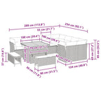 Gartensofa-set 12 pcs Grau Poly-Rattan