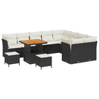 Gartensofa-set 12 pcs Schwarz Poly-Rattan