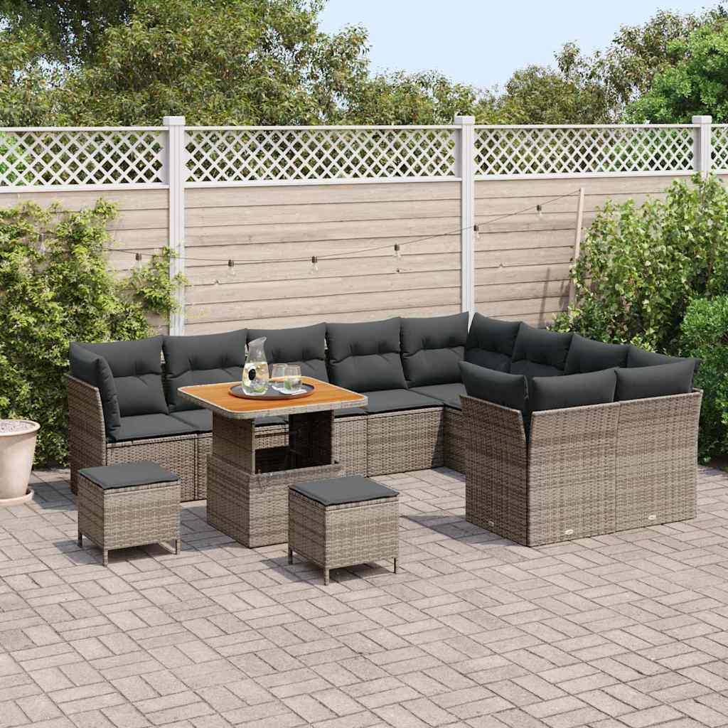 Gartensofa-set 12 pcs Grau Poly-Rattan