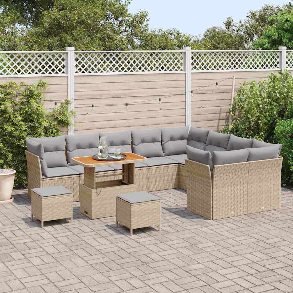 Gartensofa-set 12 pcs Beige Poly-Rattan