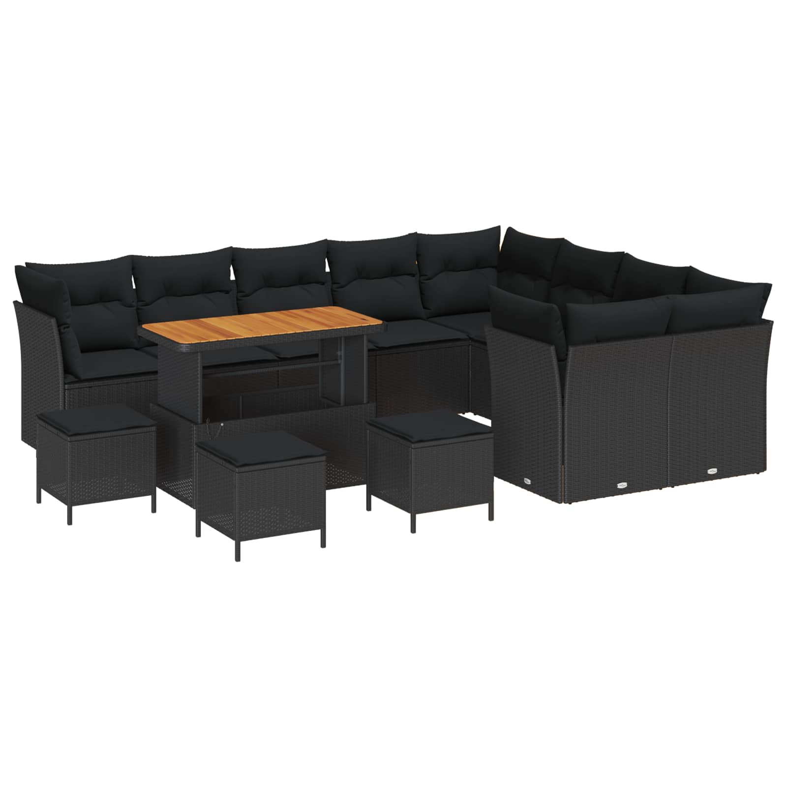 Gartensofa-set 13 pcs Schwarz Poly-Rattan