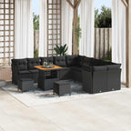 Gartensofa-set 13 pcs Schwarz Poly-Rattan