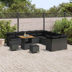 Gartensofa-set 13 pcs Schwarz Poly-Rattan