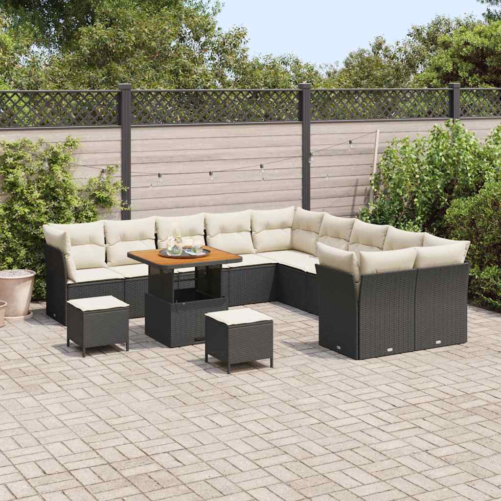 Gartensofa-set 13 pcs Schwarz Poly-Rattan