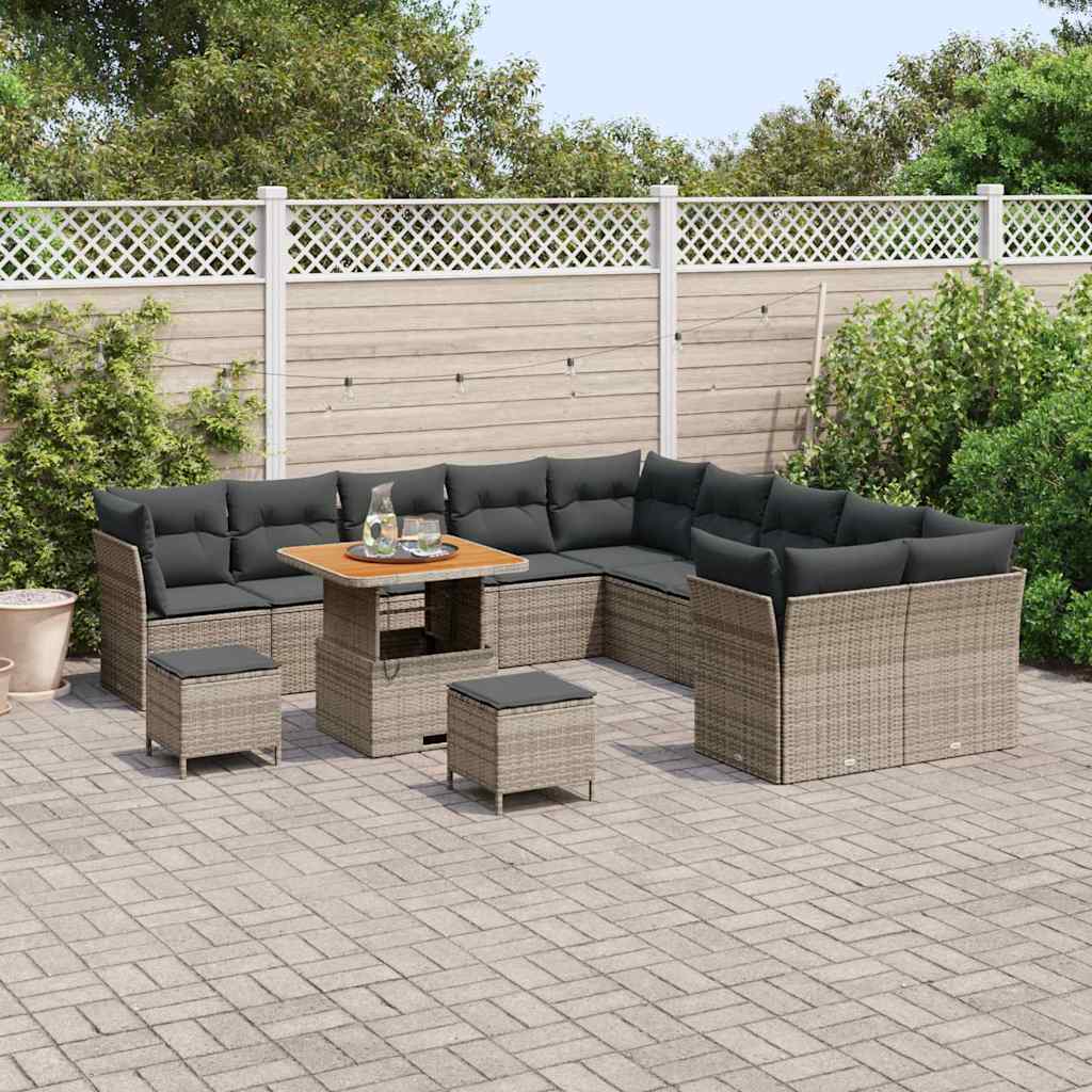 Gartensofa-set 13 pcs Grau Poly-Rattan
