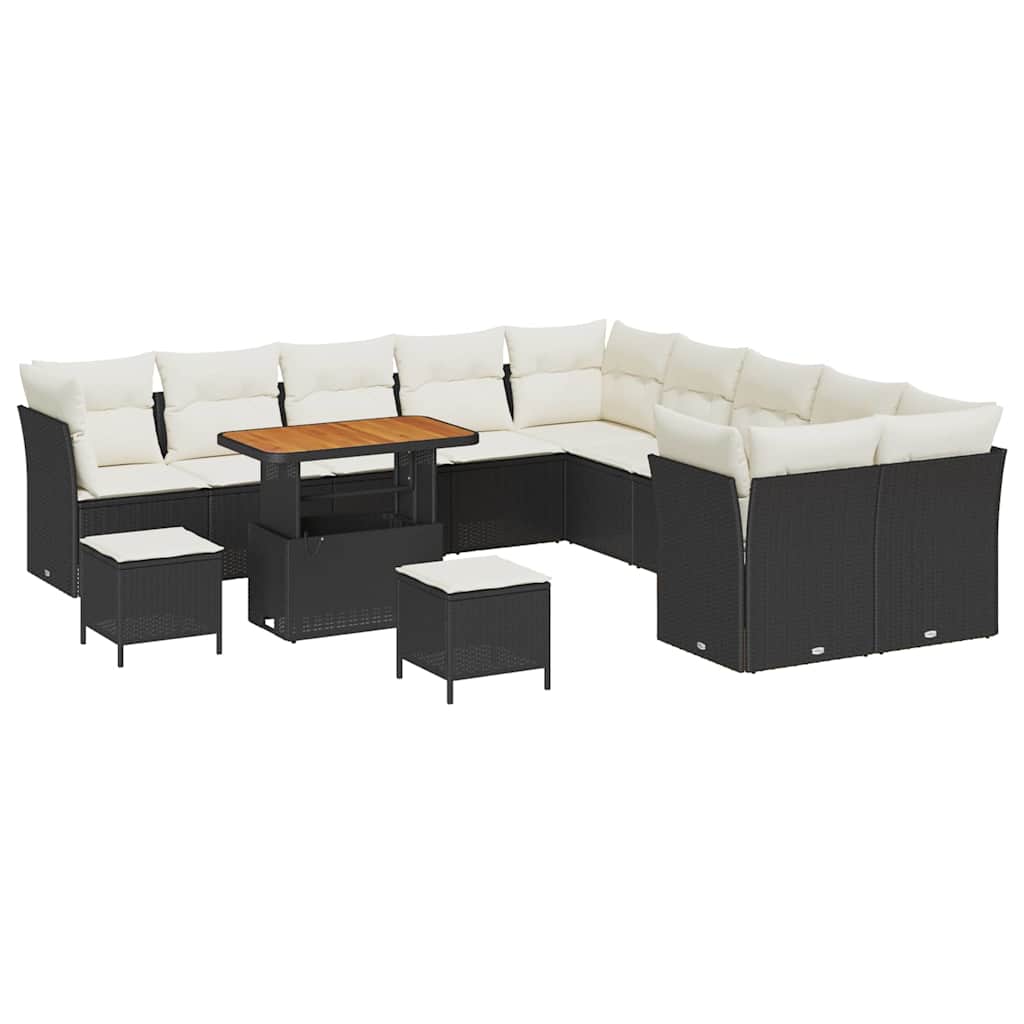 Gartensofa-set 13 pcs Schwarz Poly-Rattan