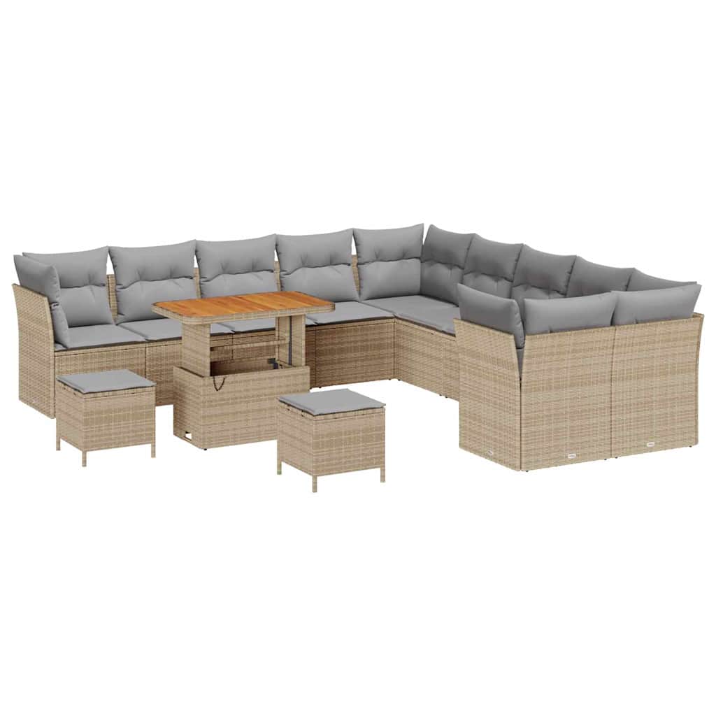 Gartensofa-set 13 pcs Beige Poly-Rattan