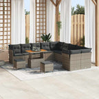 Gartensofa-set 13 pcs Grau Poly-Rattan