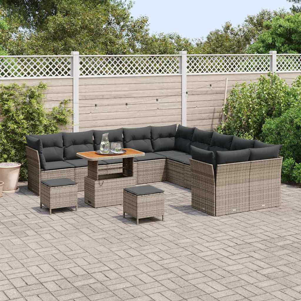 Gartensofa-set 13 pcs Grau Poly-Rattan