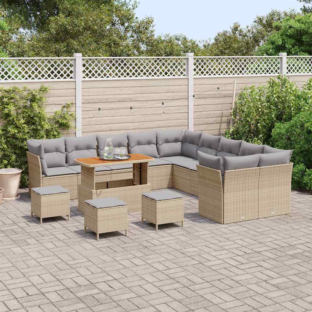 Gartensofa-set 14 pcs Beige Poly-Rattan