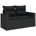Gartensofa-set mit Kissen 8 pcs Schwarz Poly-Rattan