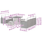 Gartensofa-set mit Kissen 8 pcs Schwarz Poly-Rattan
