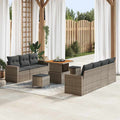 Garten-Sofa-Set 10 pcs Grau Poly-Rattan