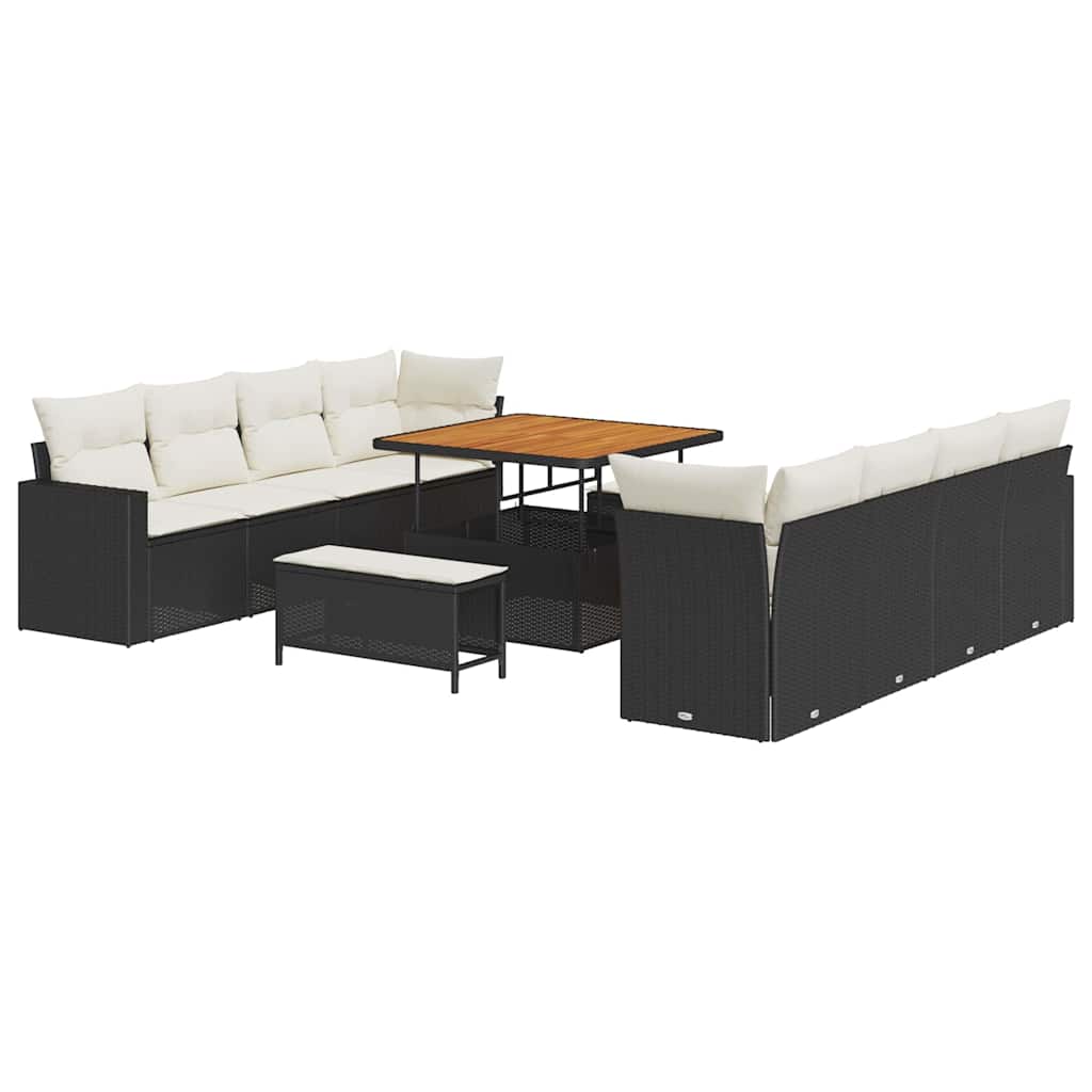 Gartensofa-set 11 pcs Schwarz Poly-Rattan