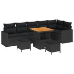 Gartensofa-set 9 pcs Schwarz Poly-Rattan
