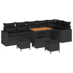Gartensofa-set 9 pcs Schwarz Poly-Rattan