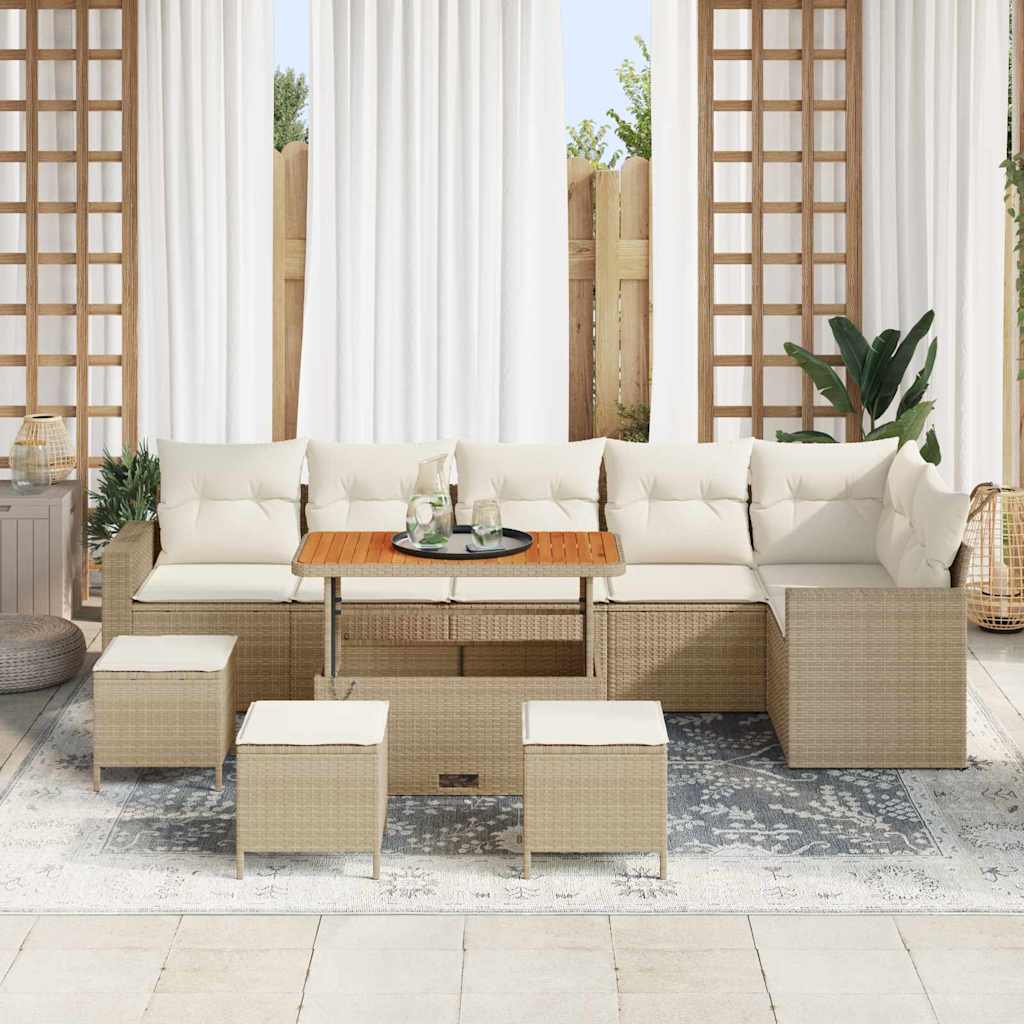 Gartensofa-set 10 pcs Beige Poly-Rattan