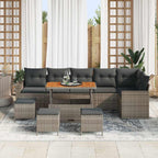Gartensofa-set 10 pcs Grau Poly-Rattan