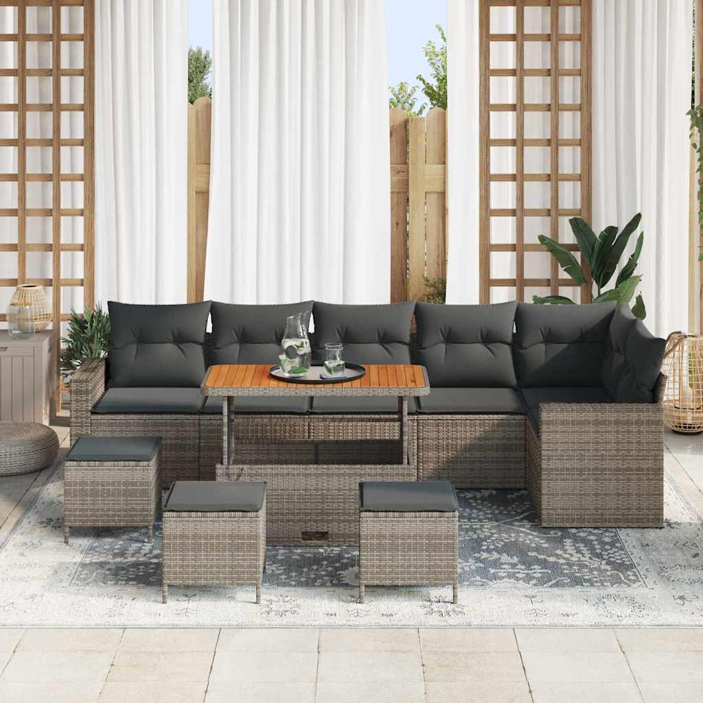 Gartensofa-set 10 pcs Grau Poly-Rattan