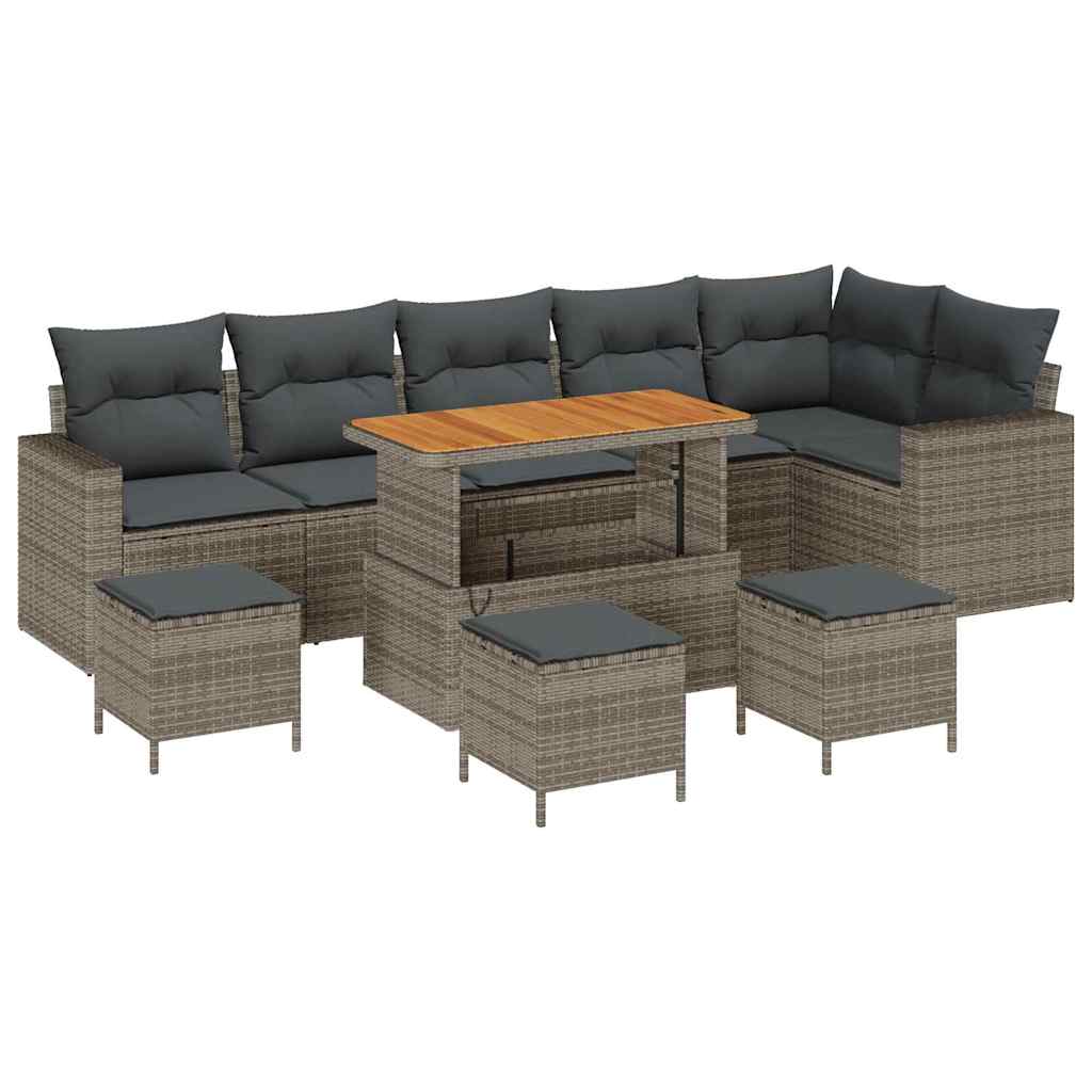 Gartensofa-set 10 pcs Grau Poly-Rattan