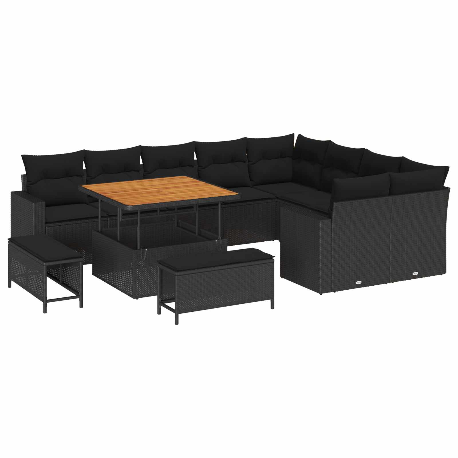 Gartensofa-set 12 pcs Schwarz Poly-Rattan