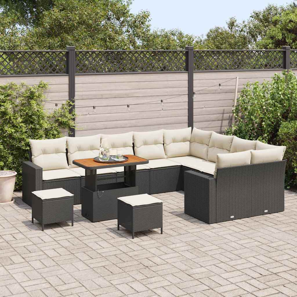 Gartensofa-set 12 pcs Schwarz Poly-Rattan